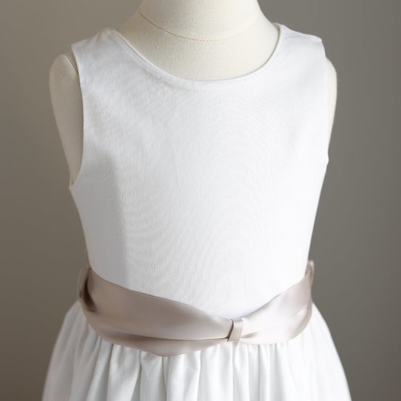 GORGEOUS White Linen Dress Champagne Satin Sash Bailey Boys NEW WITH TAGS - Picture 6 of 8